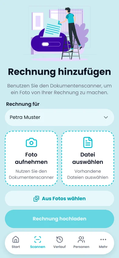 Pia-App: Rechnung scannen